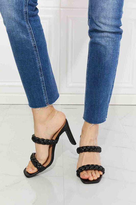 In Love Double Braided Block Heel Sandal in Black