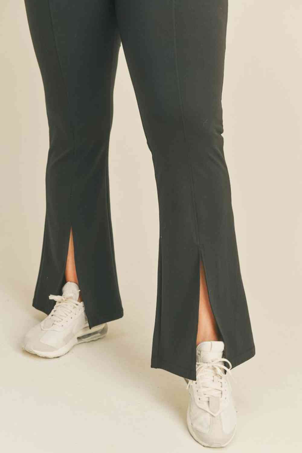 Slit Flare Leg Pants in Black