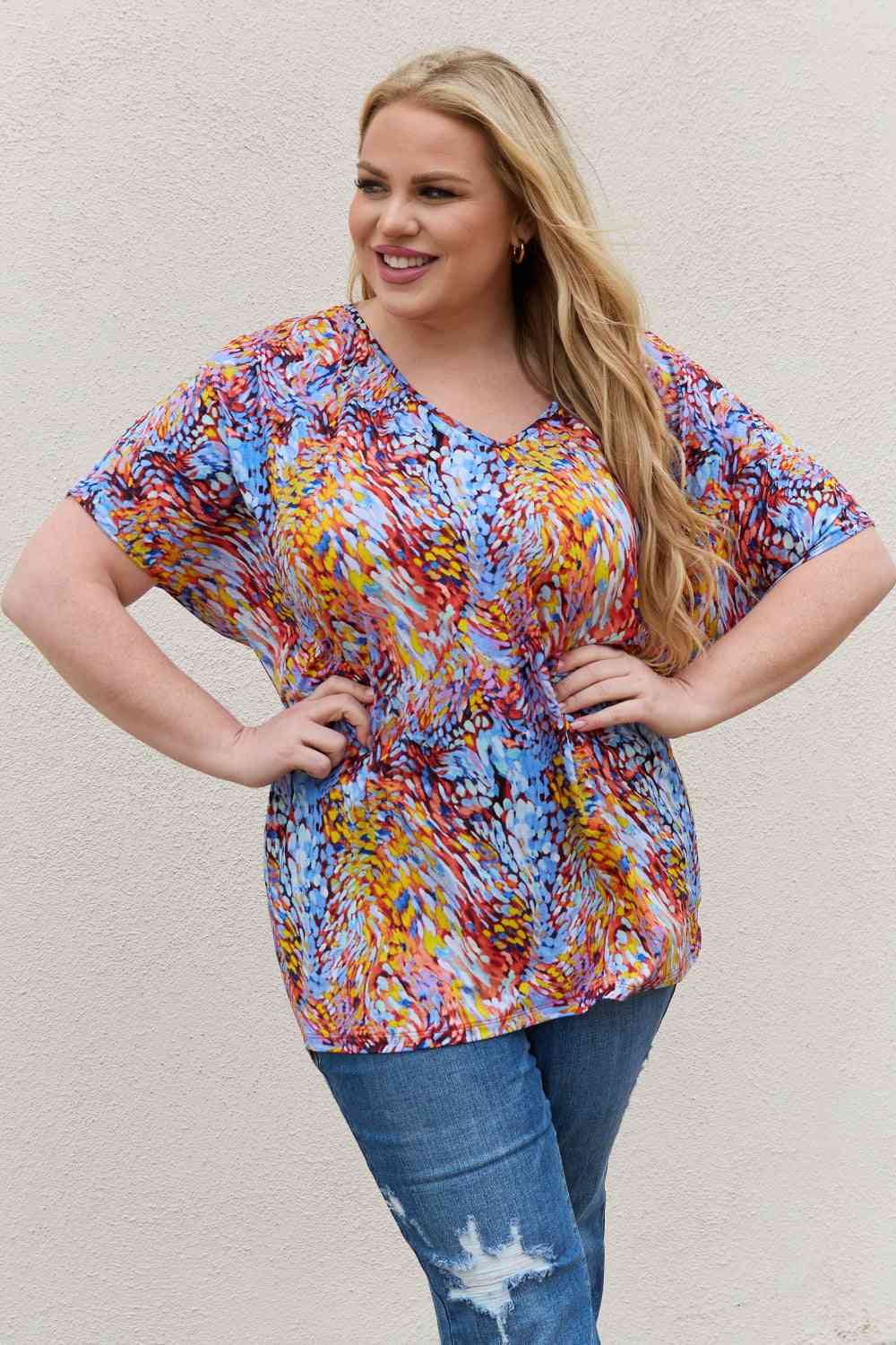 Printed Dolman Flowy Top