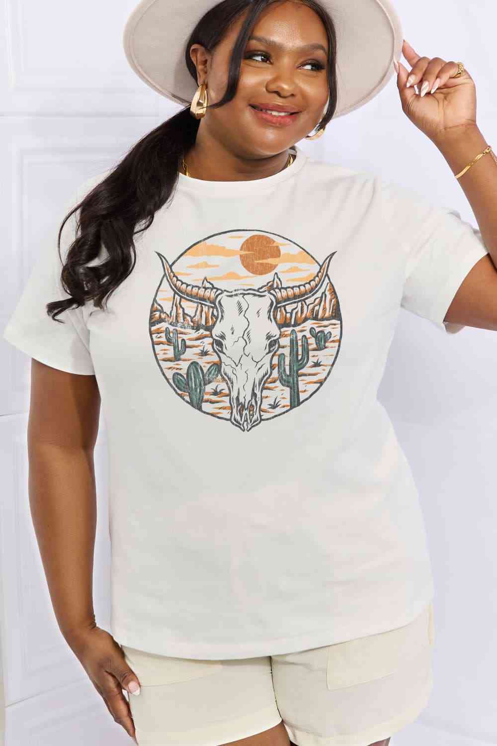 Simply Love Full Size Bull Cactus Graphic Cotton Tee