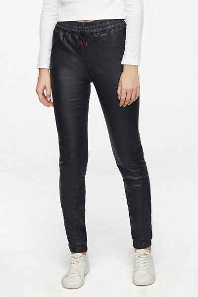 Tied Elastic Waist Skinny Pants