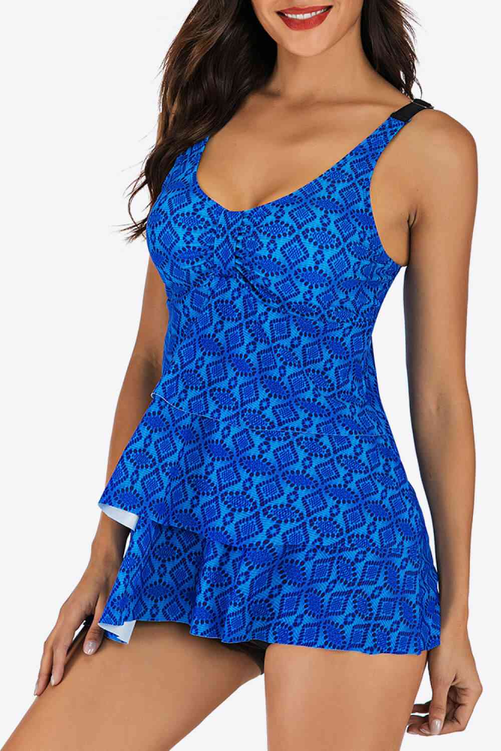 Two-Tone Layered Tankini Set