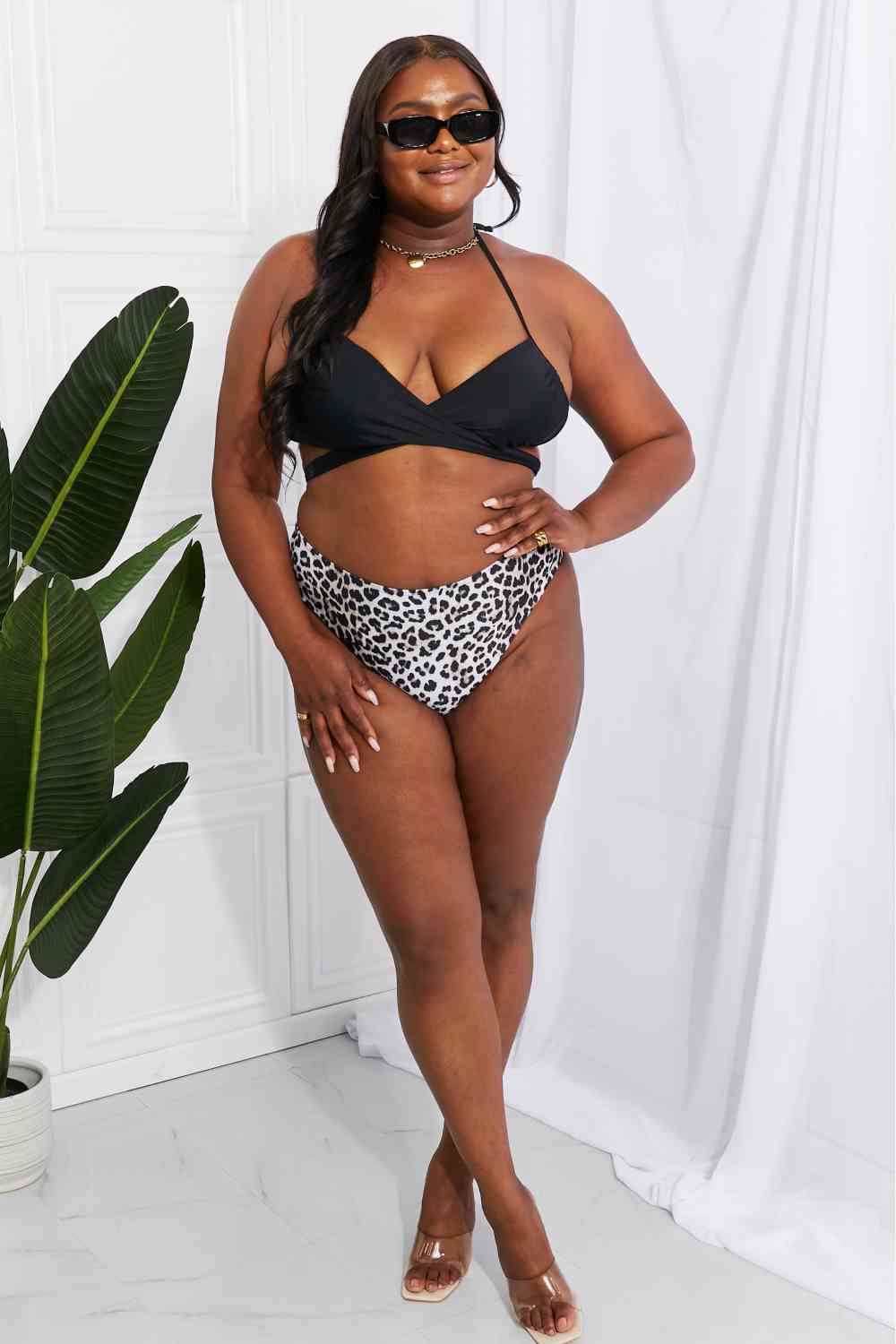 Summer Splash Halter Bikini Set in Black