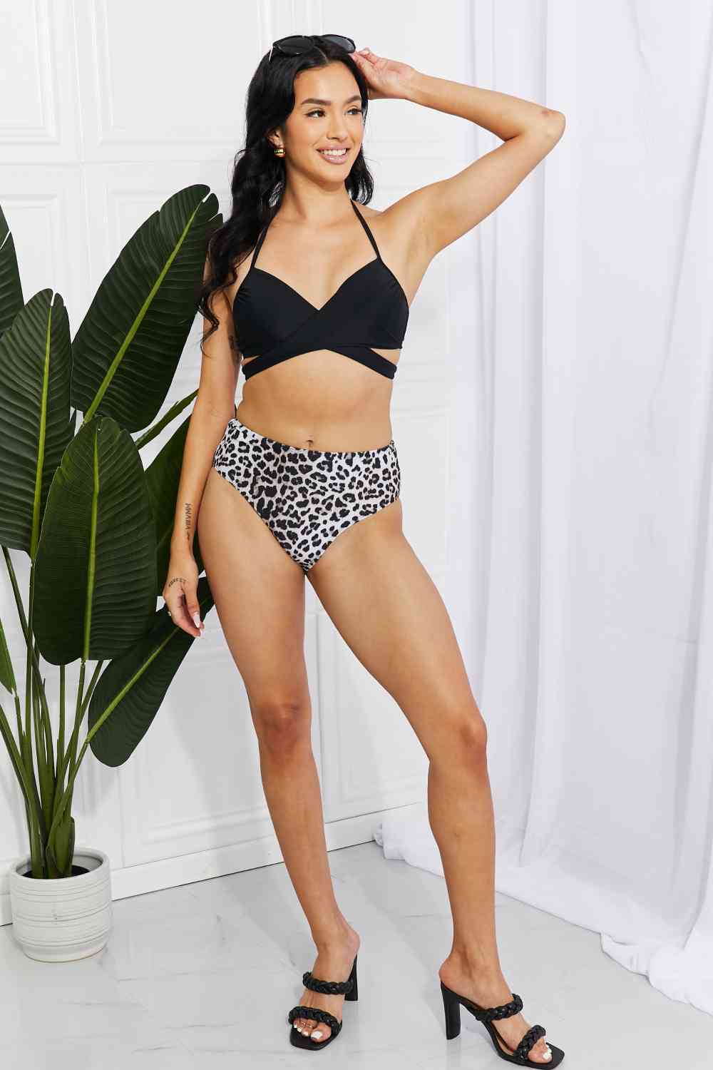 Summer Splash Halter Bikini Set in Black