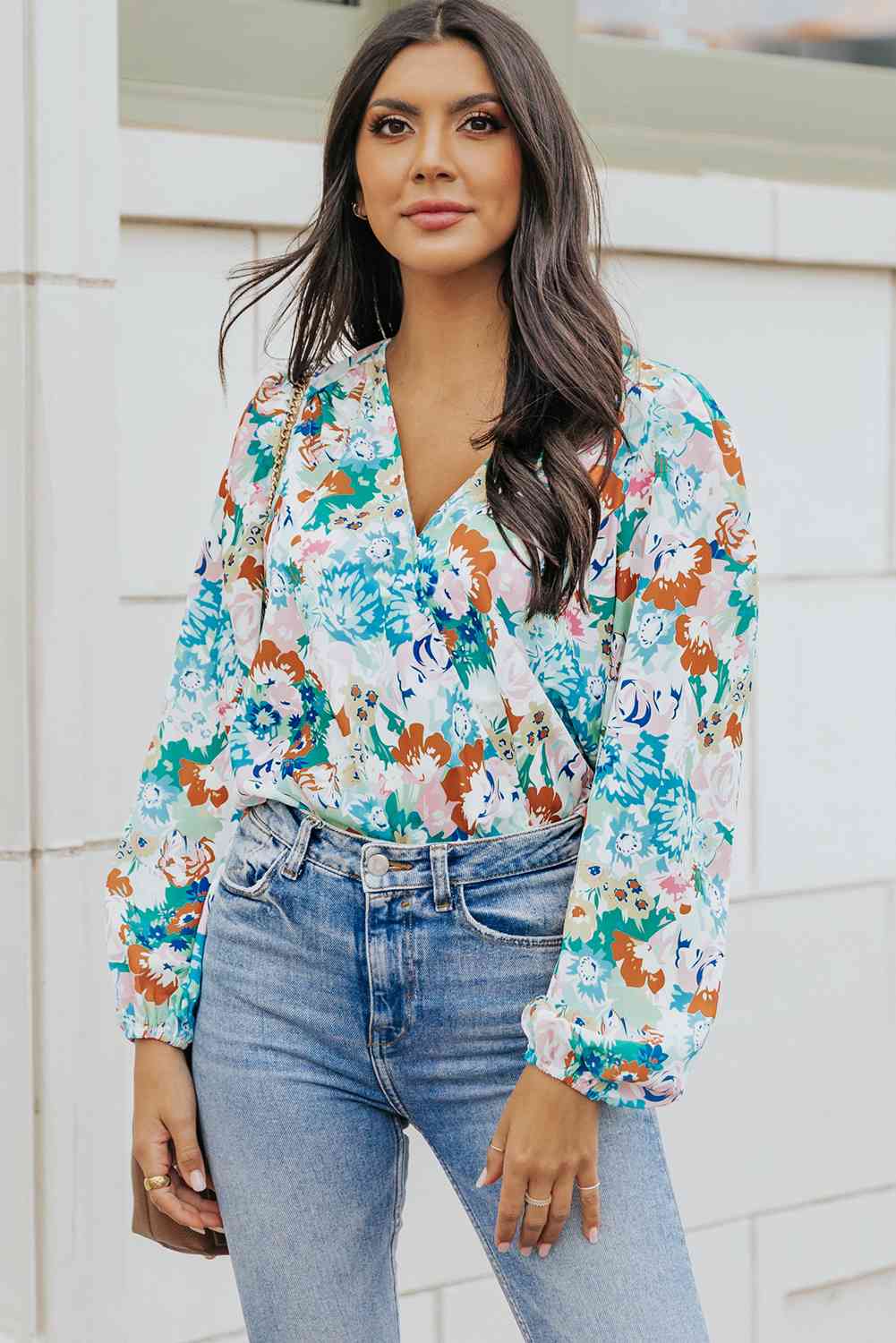 Floral Long Balloon Sleeve Bodysuit