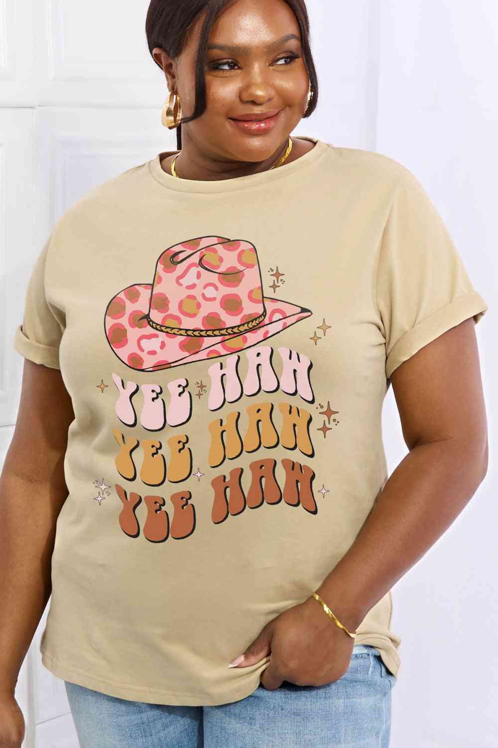 Simply Love Simply Love Full Size YEE HAH YEE HAH YEE HAH Graphic Cotton Tee