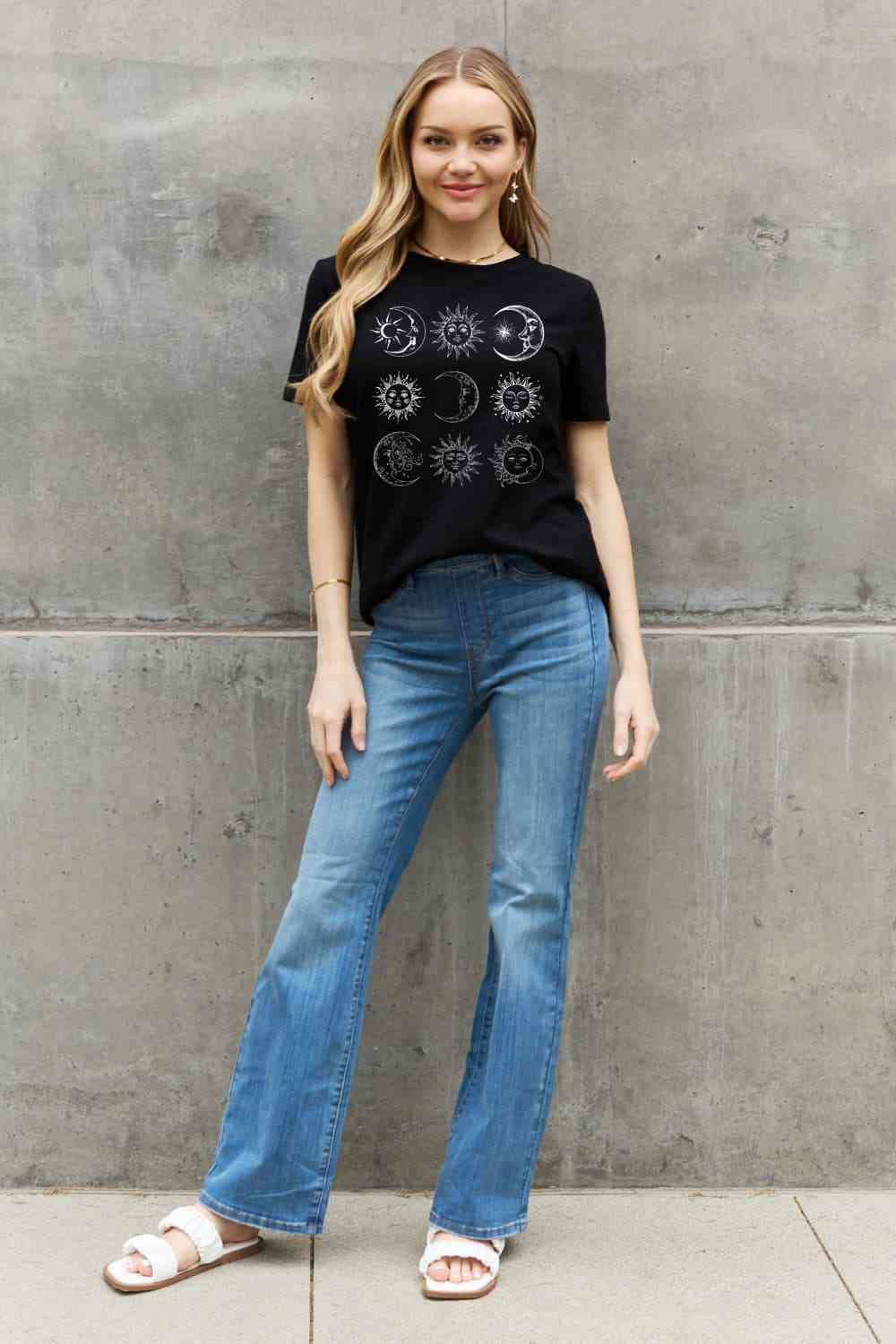 Simply Love Simply Love Full Size Sun and Moon Graphic Cotton Tee