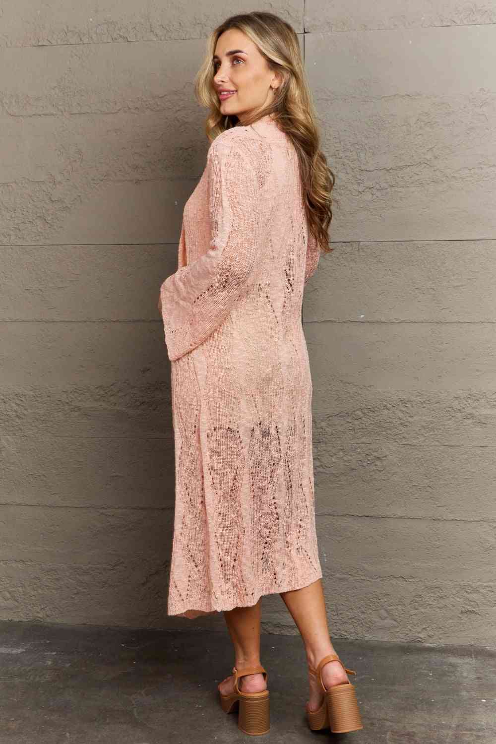 You Make Me Blush Open Front Maxi Cardigan