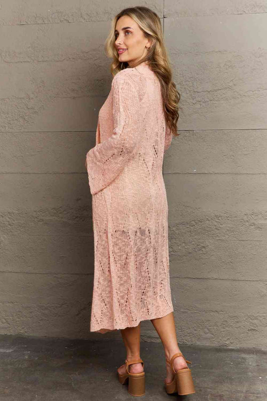 You Make Me Blush Open Front Maxi Cardigan