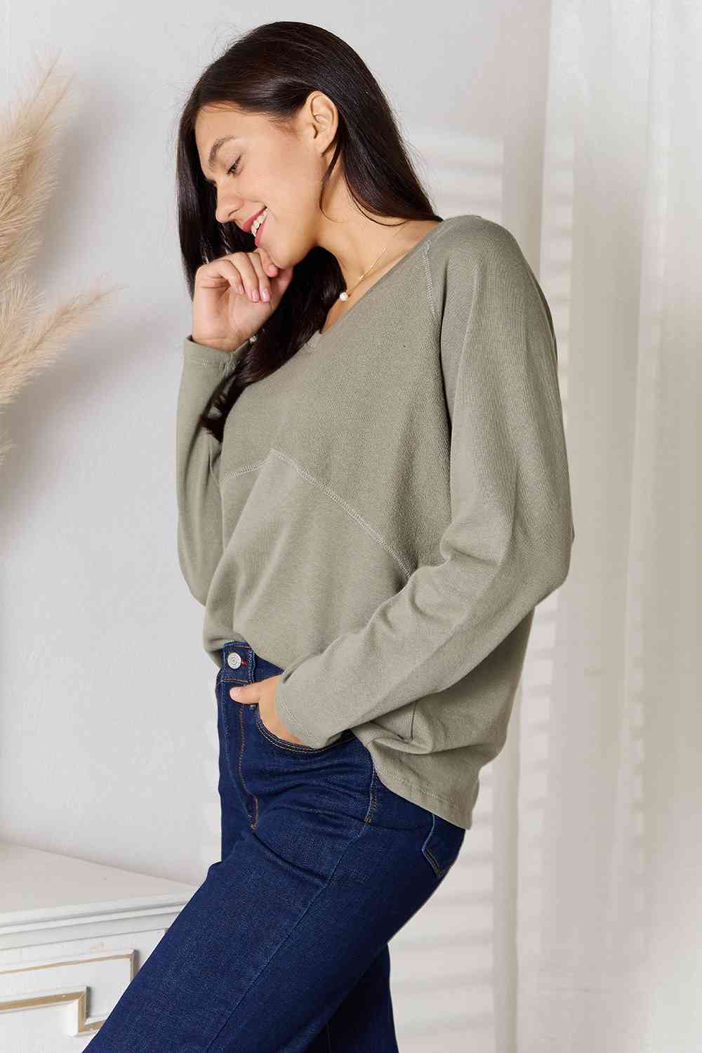 V-Neck Long Sleeve T-Shirt