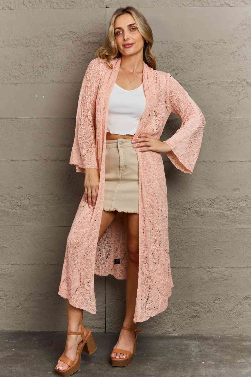 You Make Me Blush Open Front Maxi Cardigan