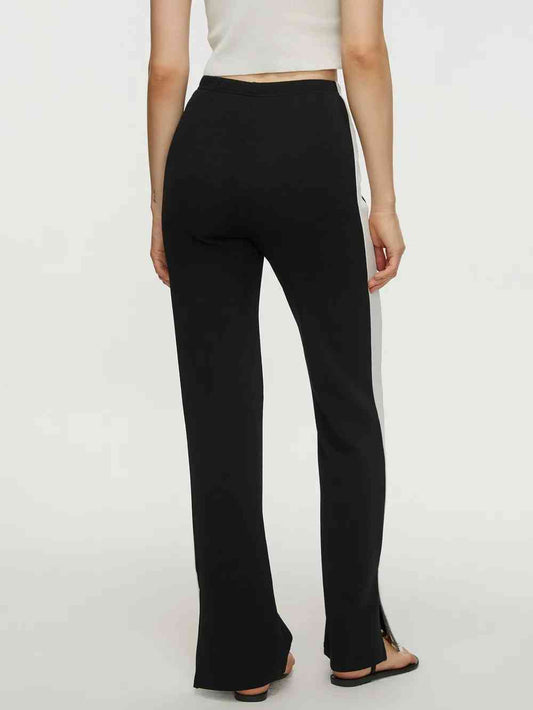 Contrast Slit Long Pants