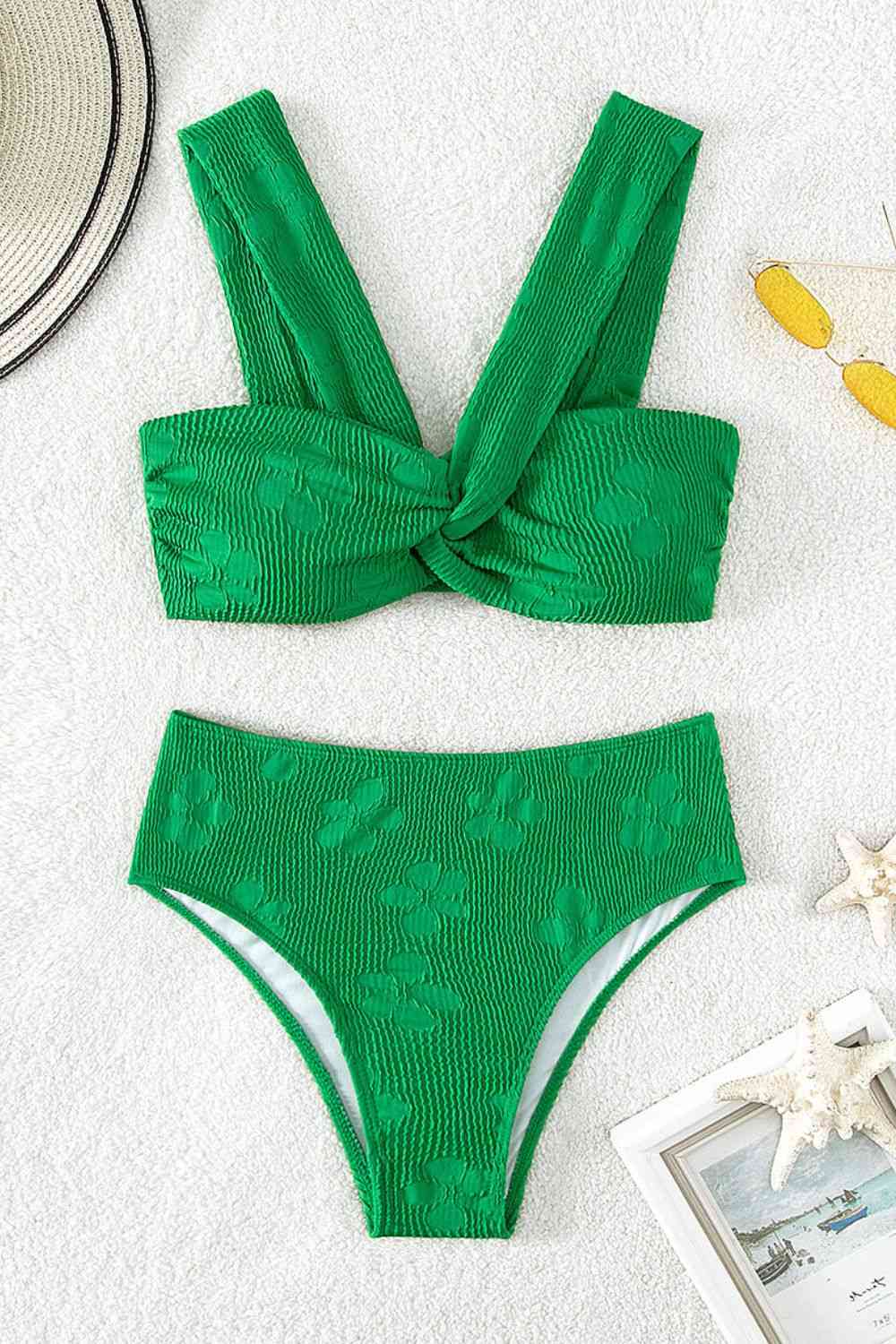 Textured Twisted Detail Bikini Set