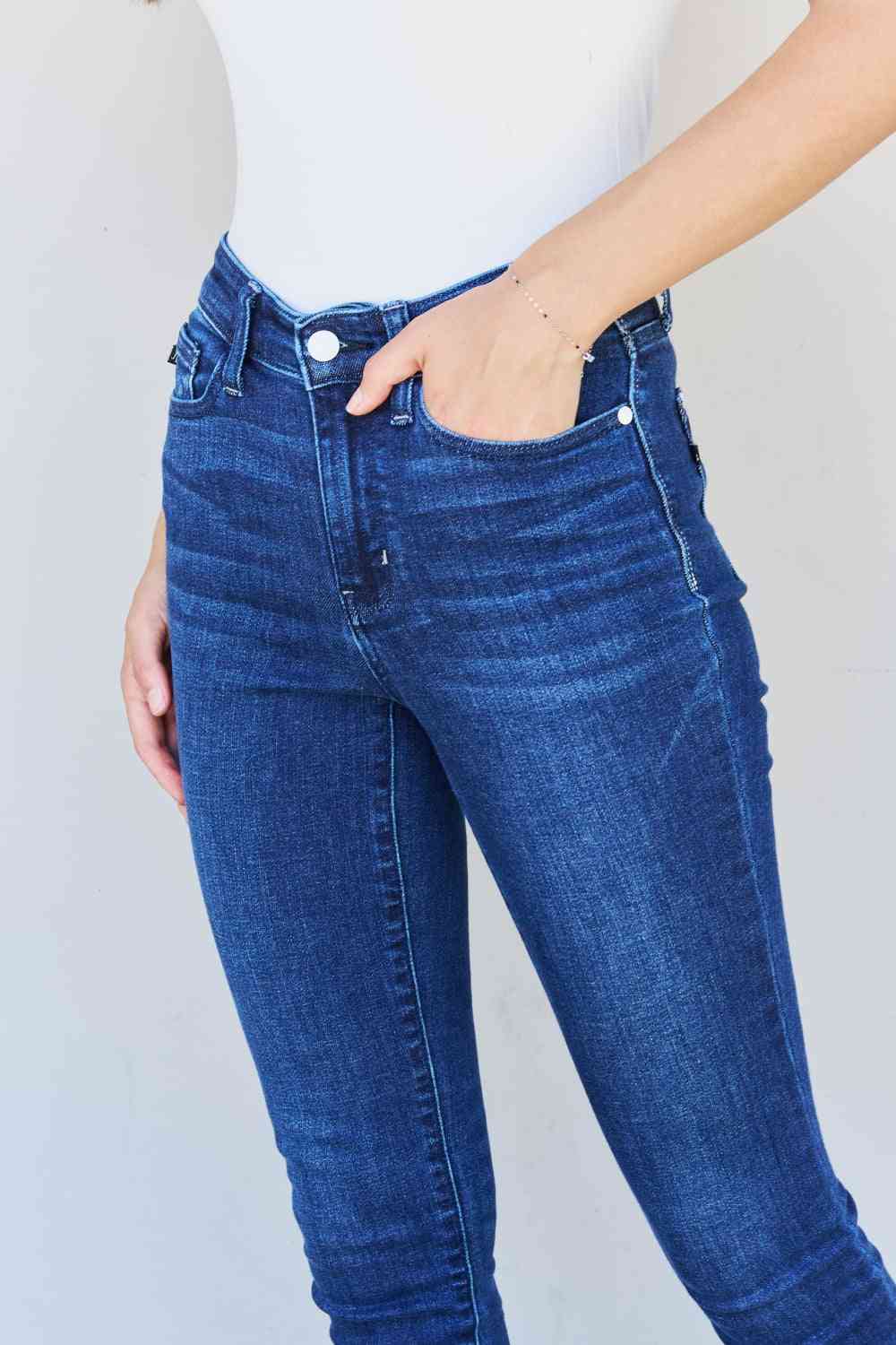 Marie Mid Rise Crinkle Ankle Detail Skinny Jeans