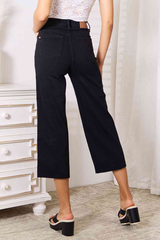 High Waist Wide Leg Cropped Jeans