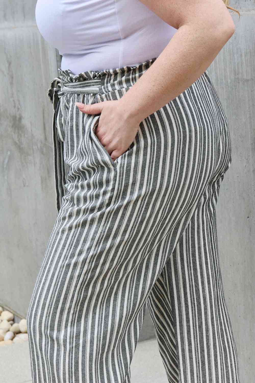 Find Your Path Paperbag Waist Striped Culotte Pants