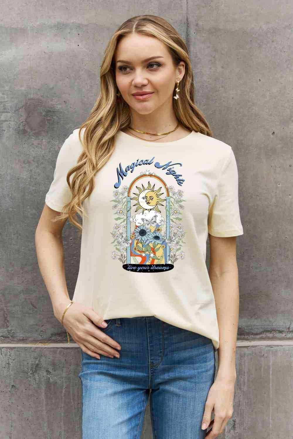 Simply Love Full Size MAGICAL NIGHTS LIVE YOUR DREAMS Graphic Cotton Tee