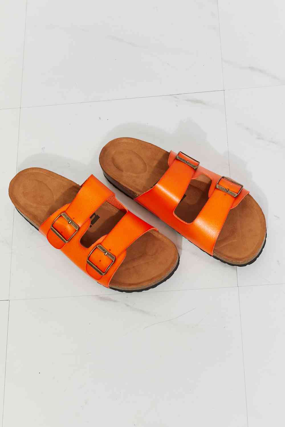 Feeling Alive Double Banded Slide Sandals in Orange