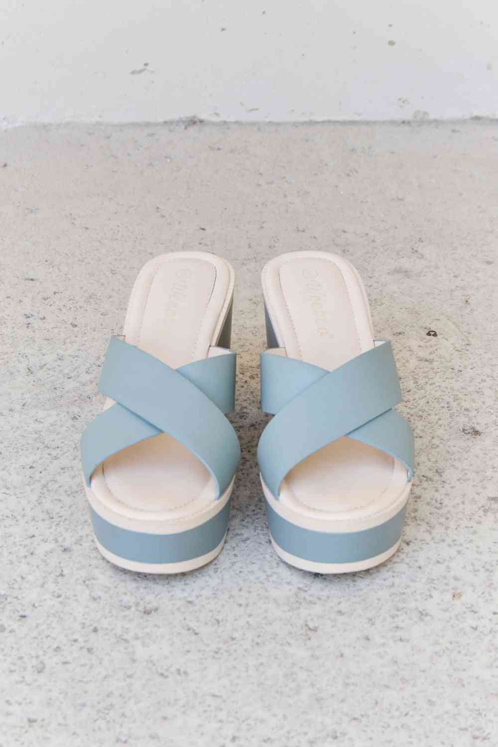 Cherish The Moments Contrast Platform Sandals in Misty Blue