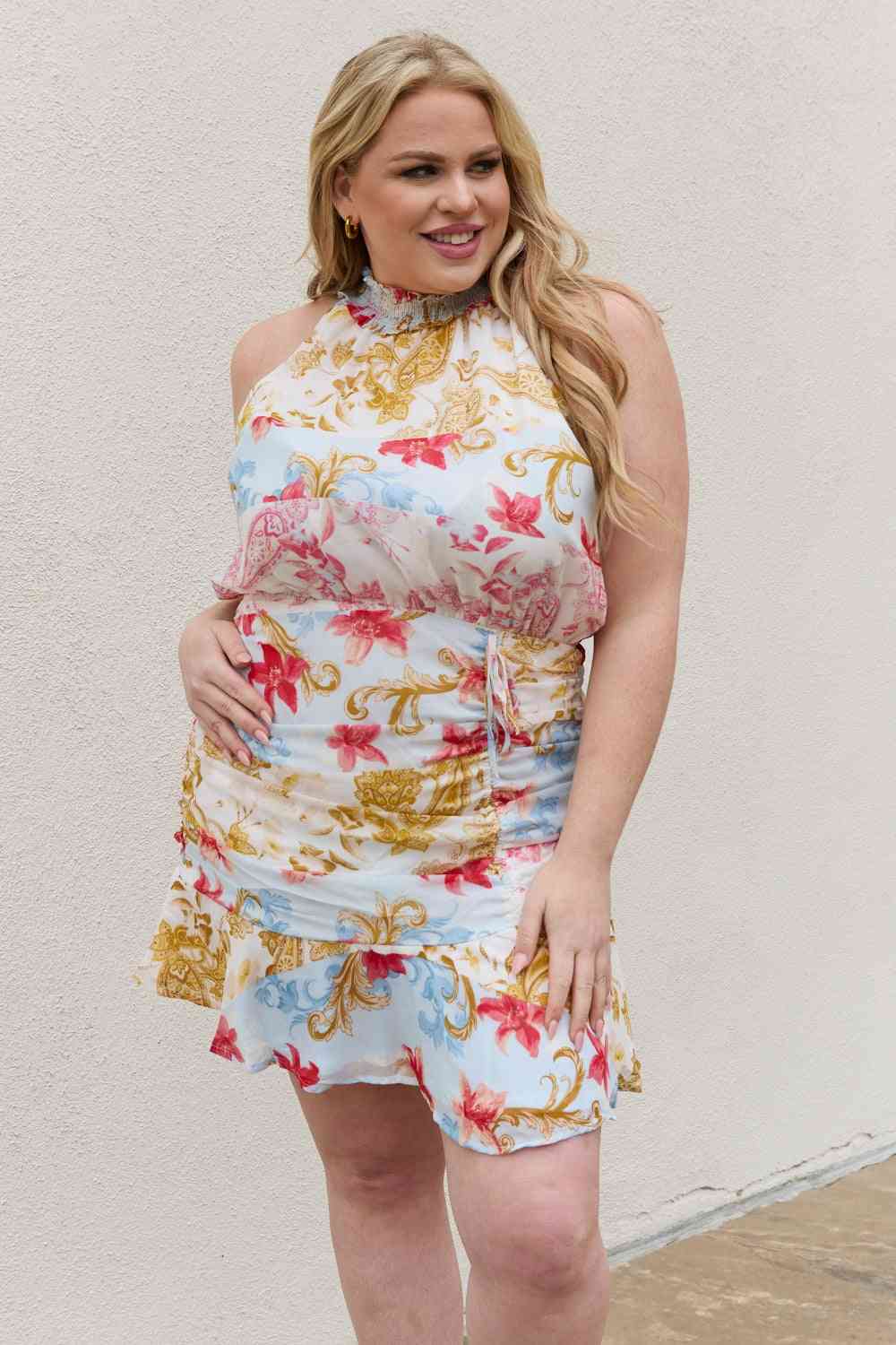 Floral Print Halter Woven Dress