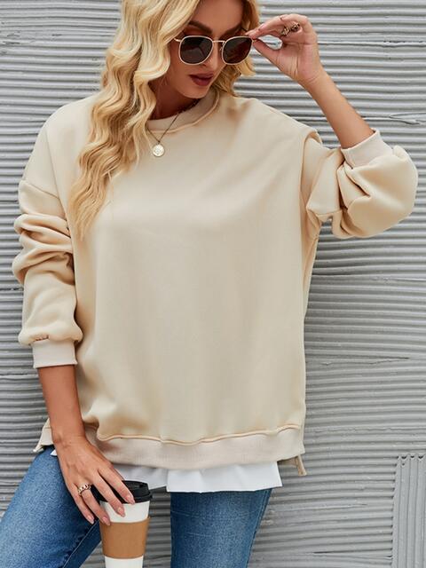 Round Neck Drop Shoulder Sweatshirt