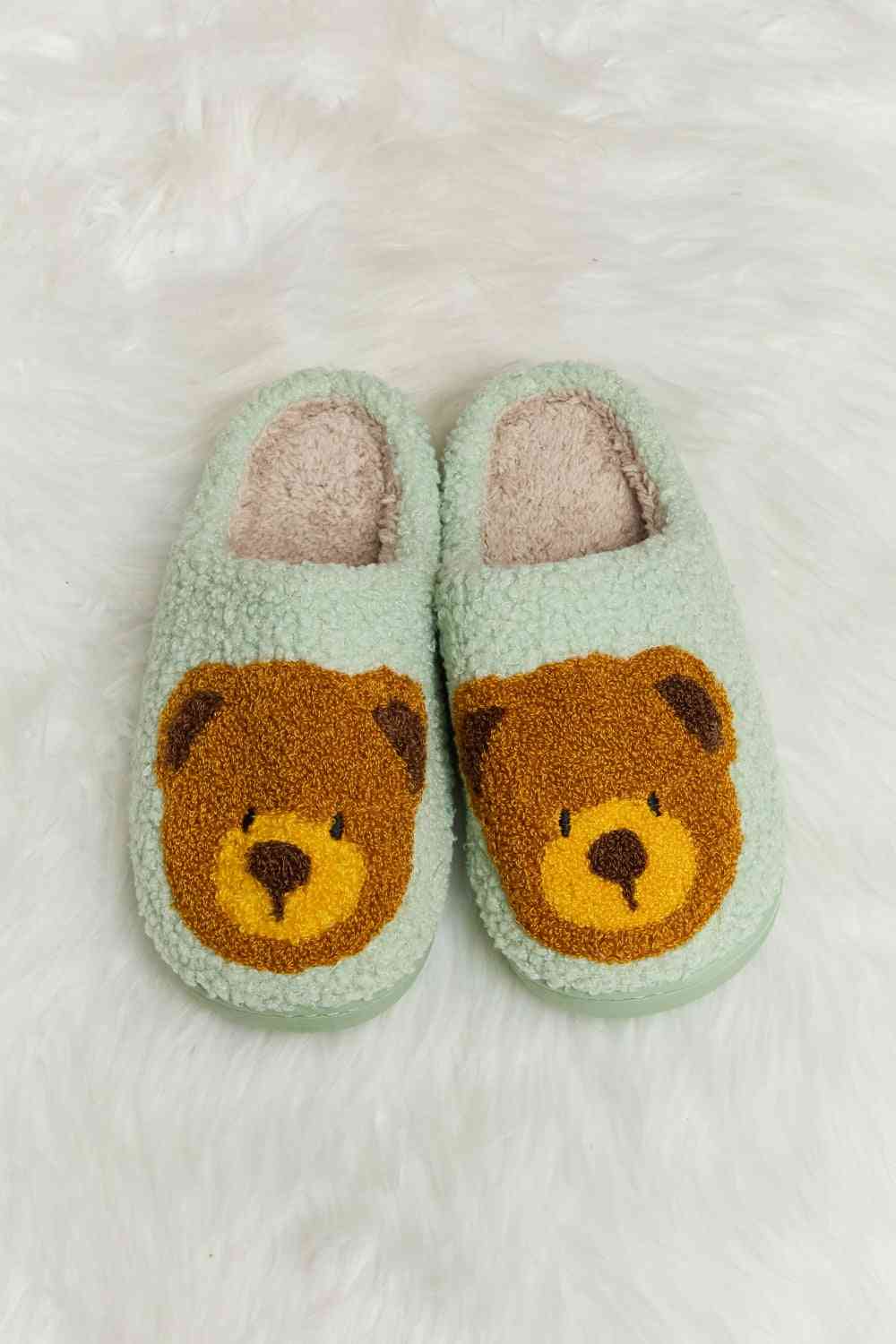 Teddy Bear Print Plush Slide Slippers