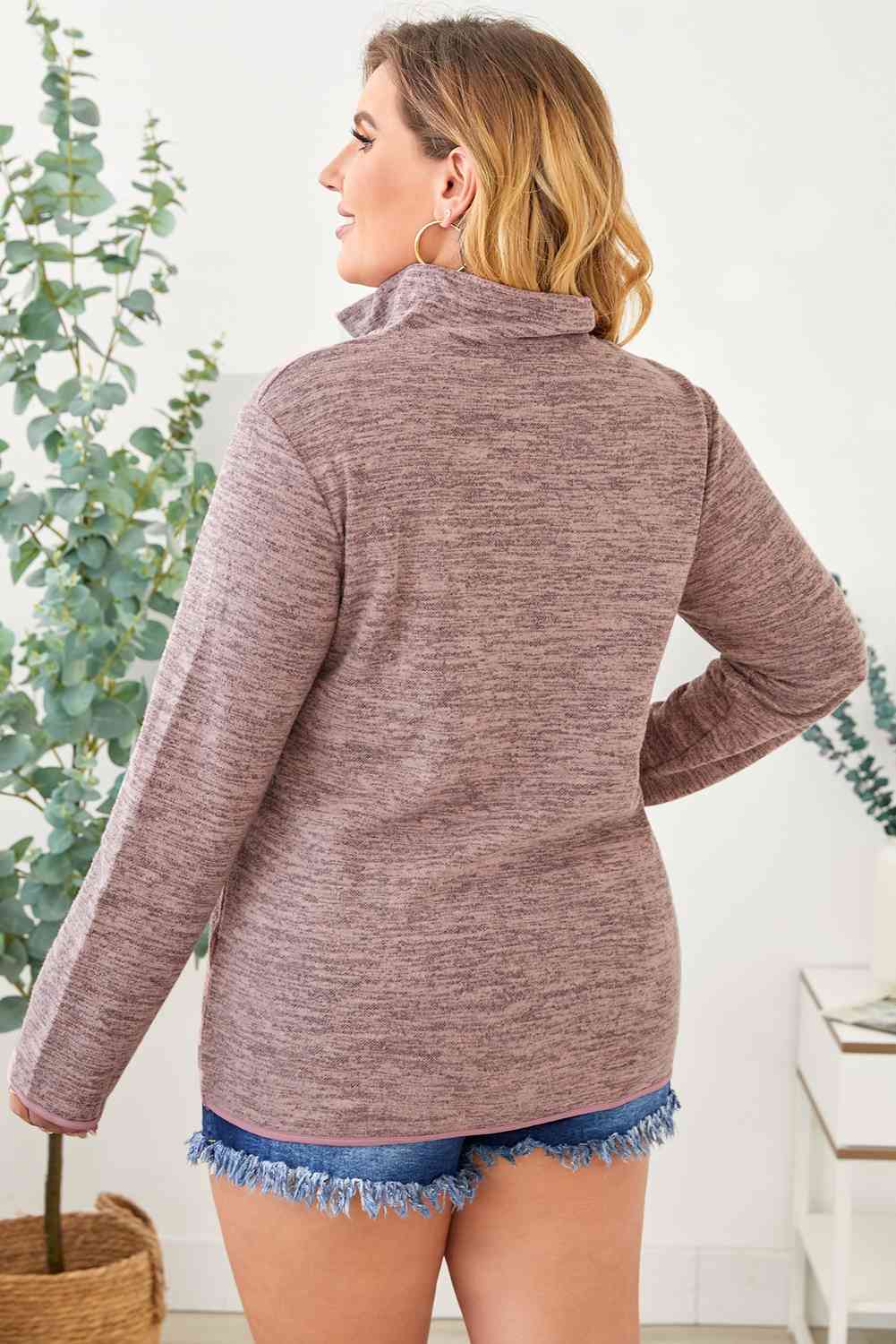 Plus Size Heathered Quarter Zip Pullover