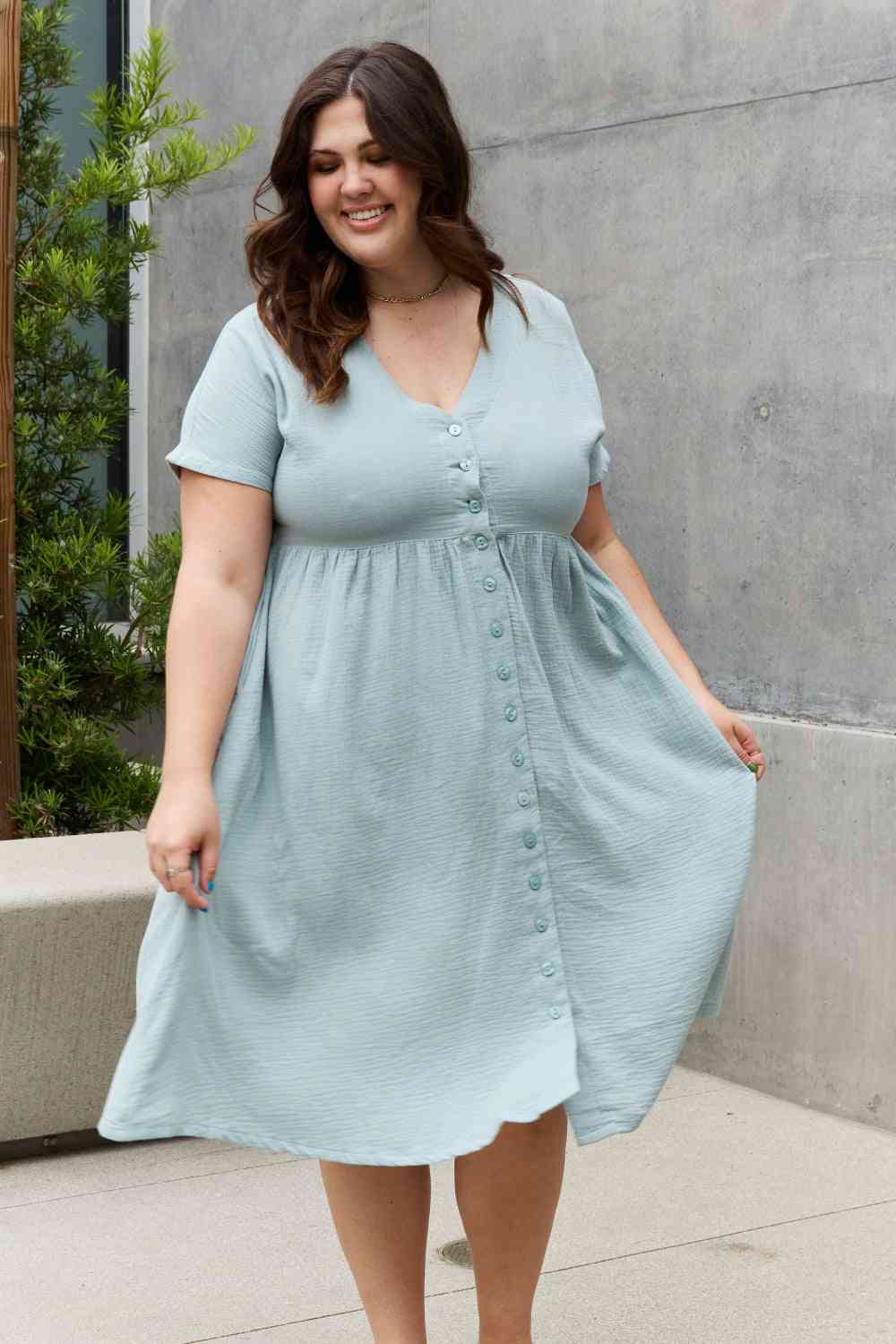 Sweet Lovely By Jen Button Down Midi Dress