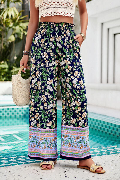 Printed High Waist Wide Leg Pants