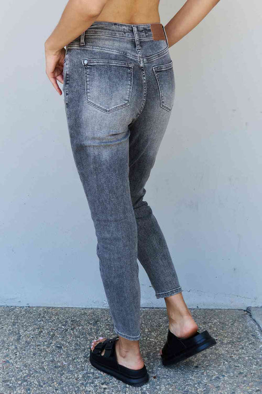 Racquel High Waisted Stone Wash Slim Fit Jeans