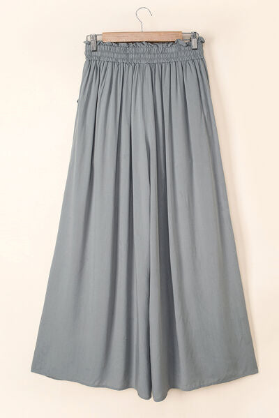 Drawstring Waist Wide Leg Pants