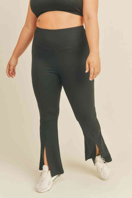 Slit Flare Leg Pants in Black