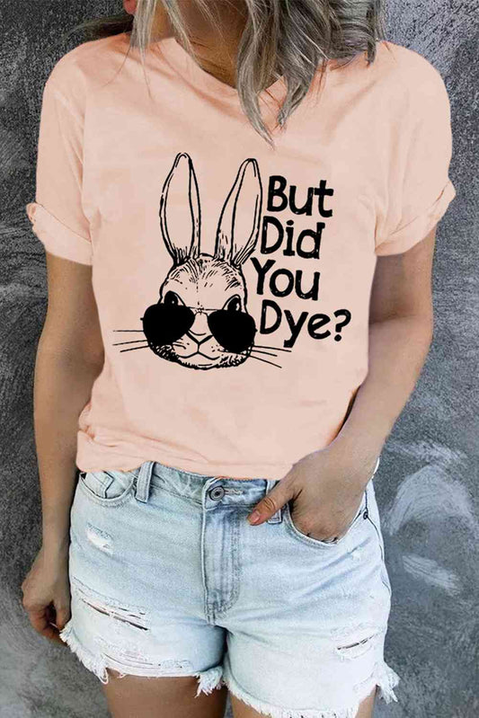 Easter Rabbit Graphic Round Neck Tee Shirt