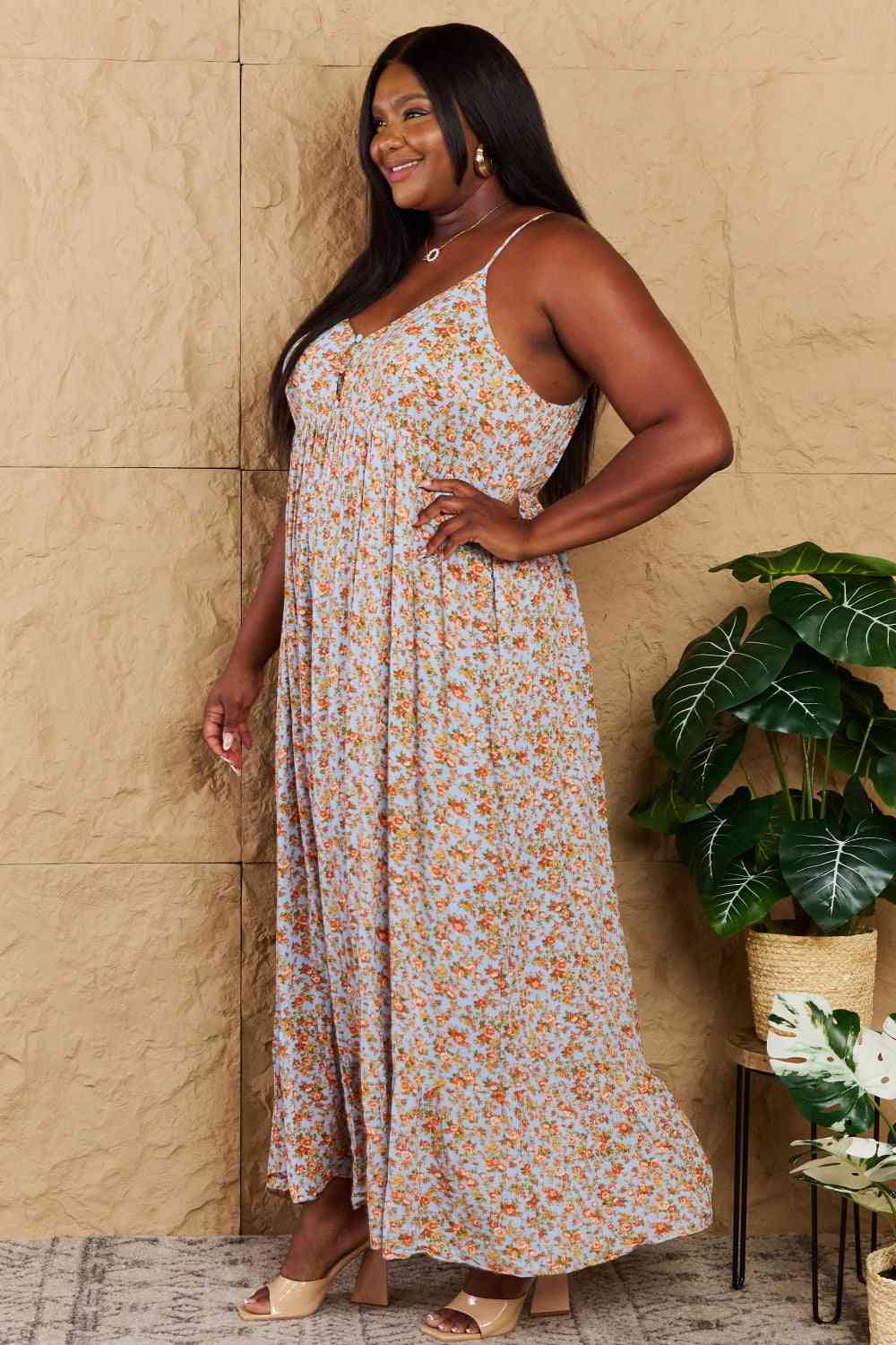 Take Your Chances Floral Halter Neck Maxi Dress