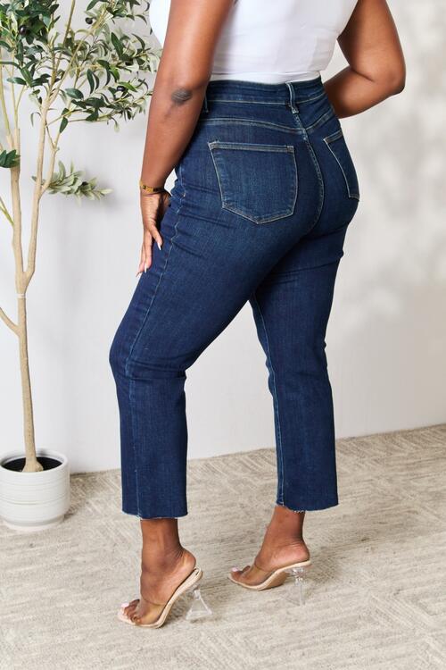 BAYEAS Full Size Raw Hem Straight Jeans