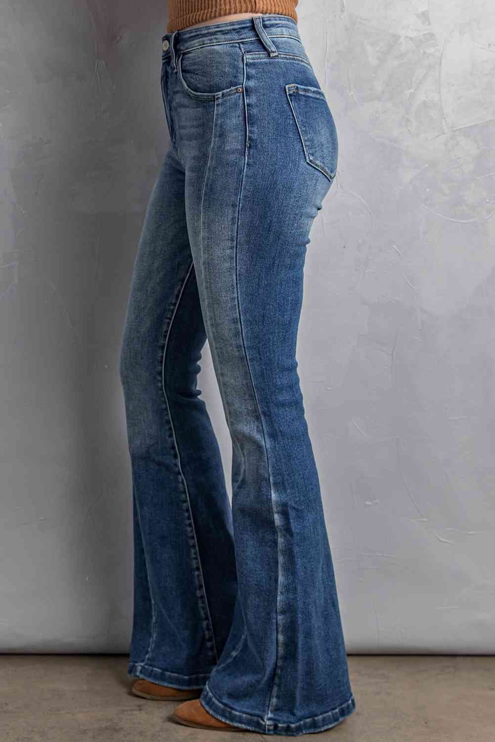 Baeful High Waist Flare Jeans with Pockets