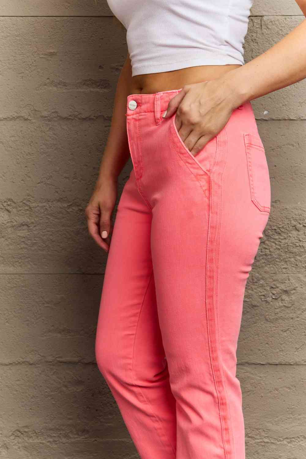 Kenya High Waist Side Twill Straight Jeans