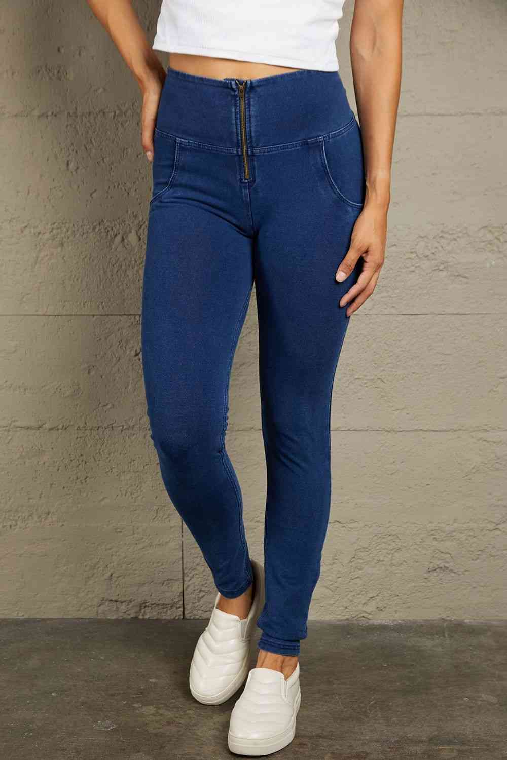 Baeful High Waist Zip Up Skinny Long Jeans