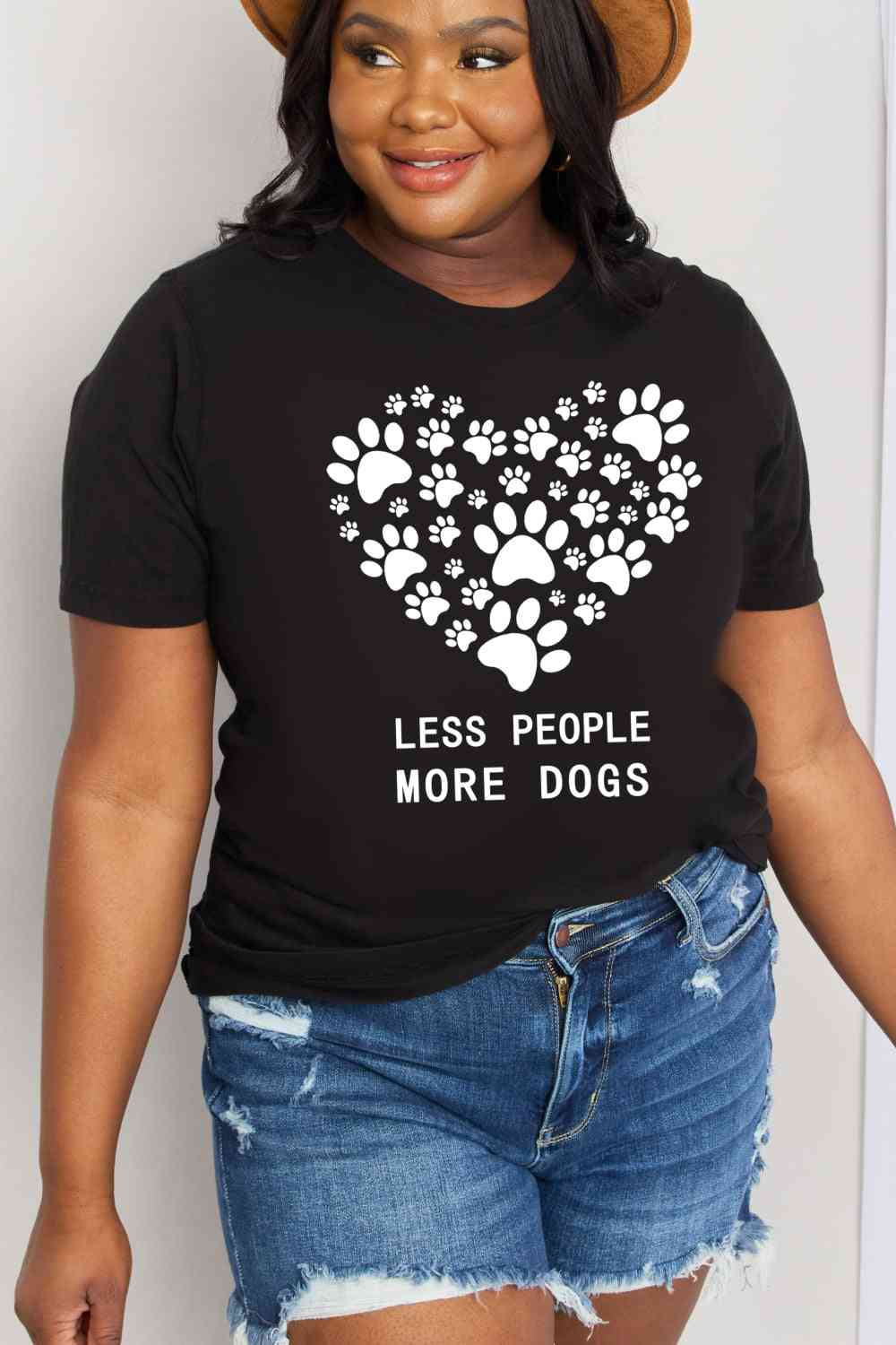 Simply Love Simply Love Full Size LESS PEOPLE MORE DOGS Heart Graphic Cotton Tee