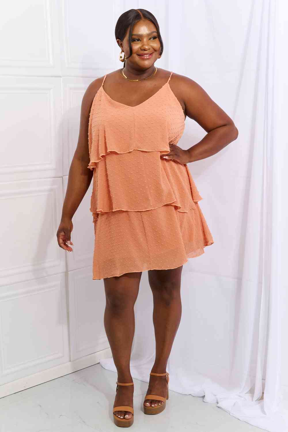 By The River Cascade Ruffle Style Cami Dress in Sherbet