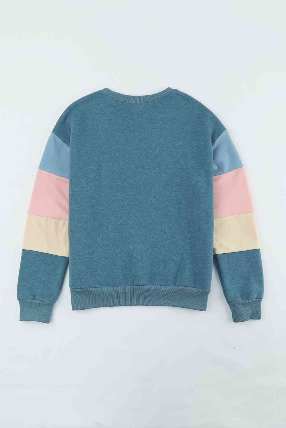 Color Block Ribbed Trim Sweatshirt