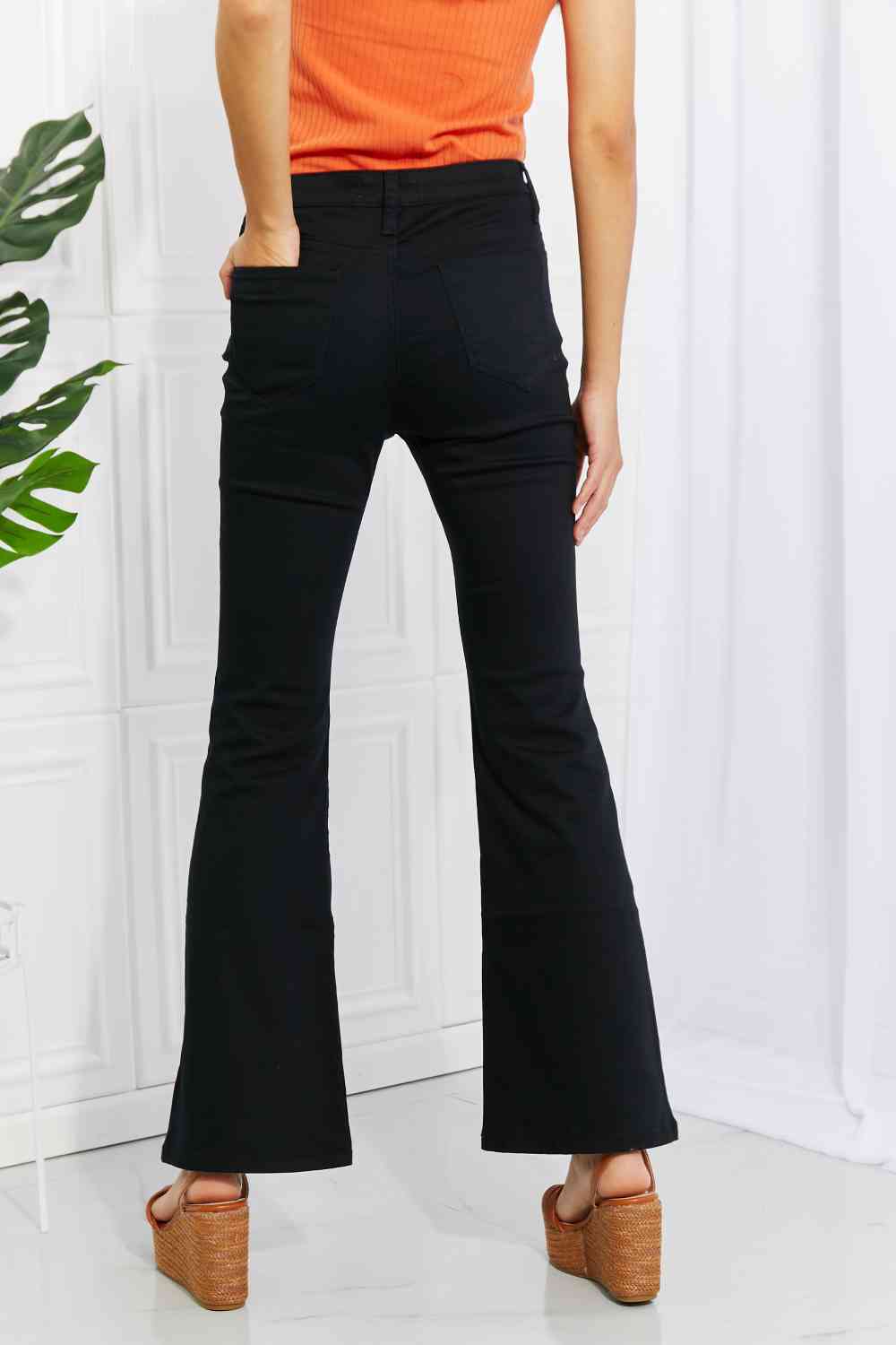 Clementine High-Rise Bootcut Jeans in Black