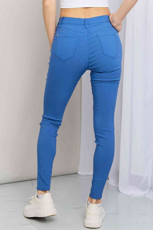 Kate Hyper-Stretch Mid-Rise Skinny Jeans in Electric Blue