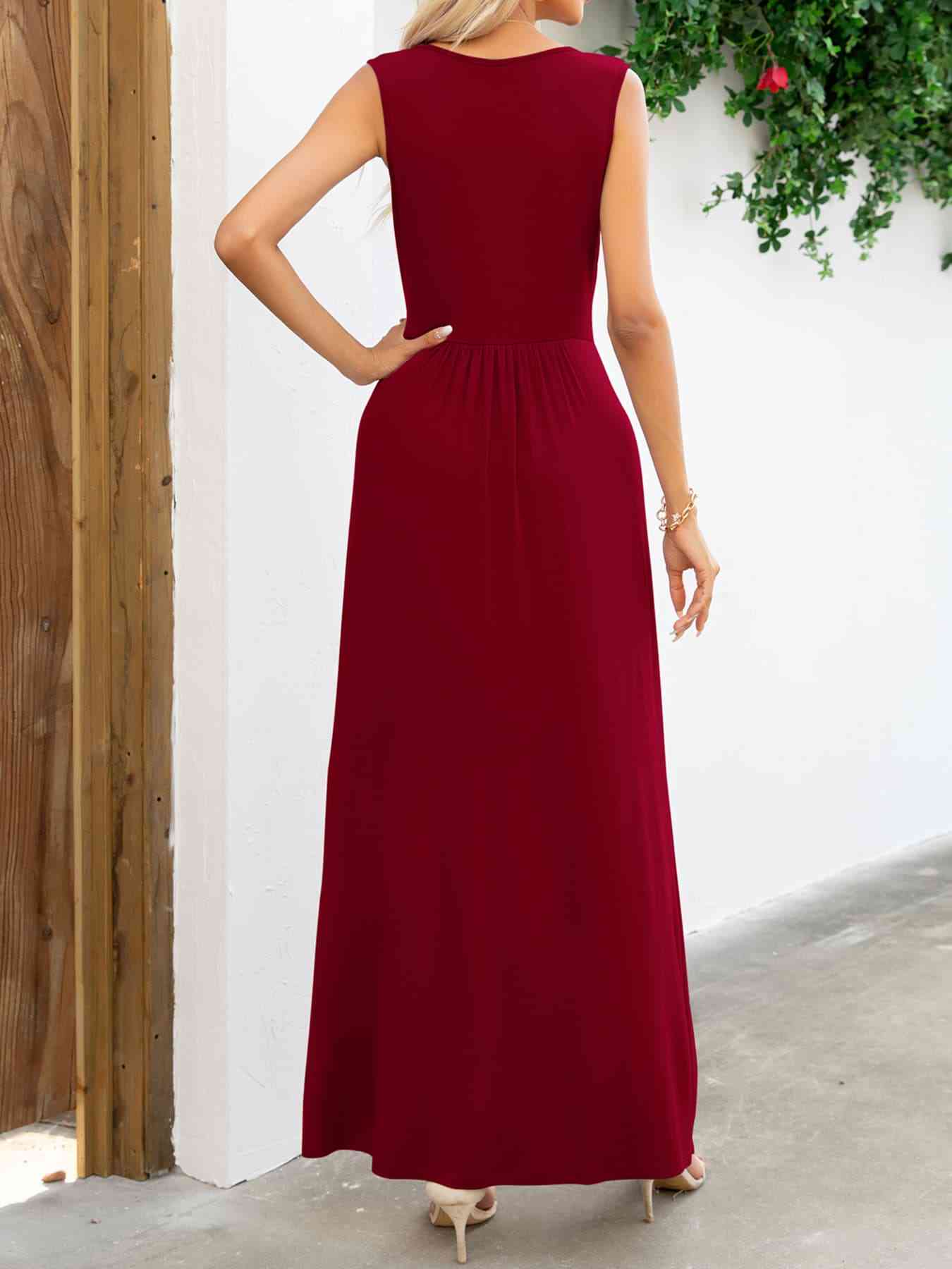 Surplice Neck Sleeveless Maxi Dress