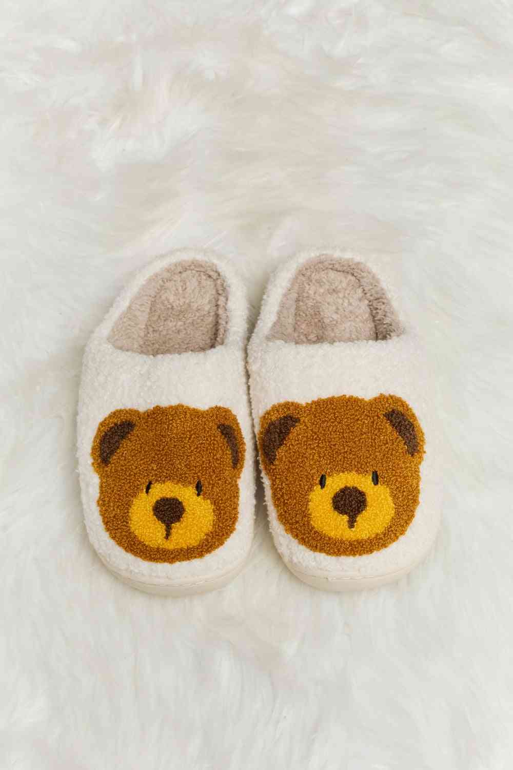 Teddy Bear Print Plush Slide Slippers