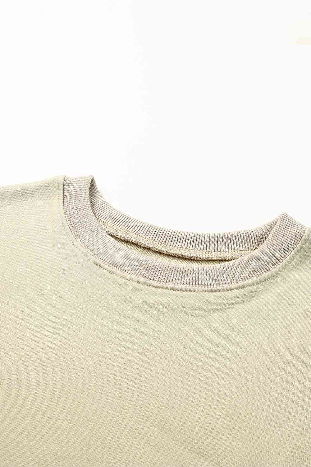 Drop Shoulder Ribbed Trim Sweatshirt