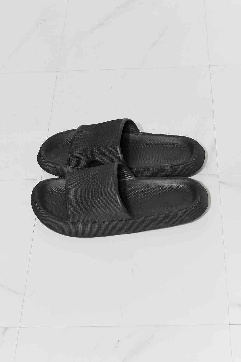 Arms Around Me Open Toe Slide in Black