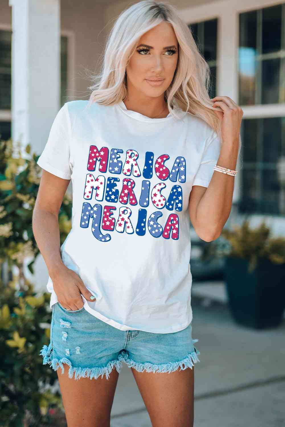 MERICA Graphic Round Neck Tee