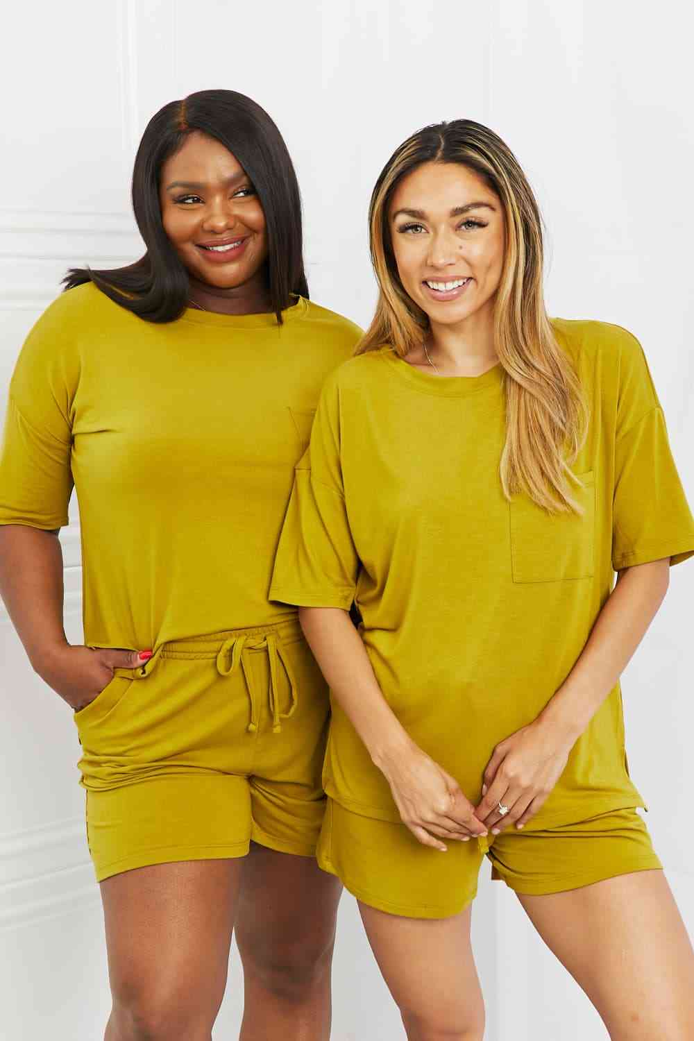 In The Moment Lounge Set in Olive Mustard