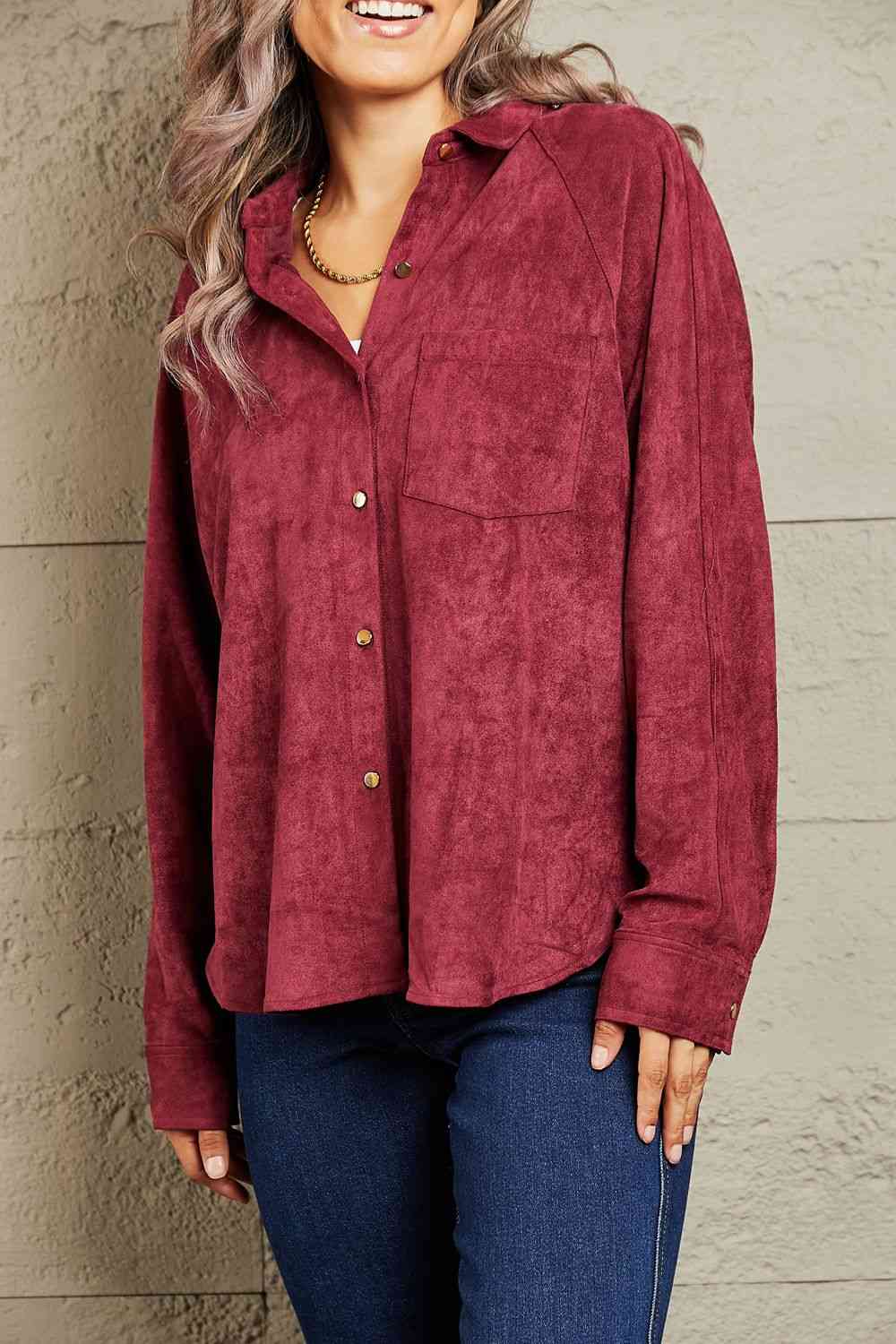 Impressive Vibe Suede Button Down Shirt